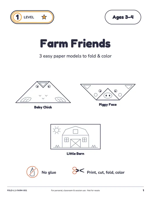 Farm Friends folding set cover page.